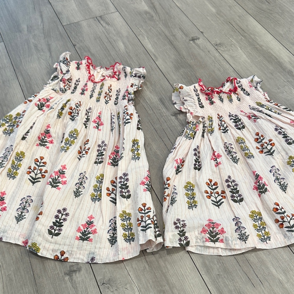 Pink Chicken Floral Kids Dress with Ruffle Sleeves